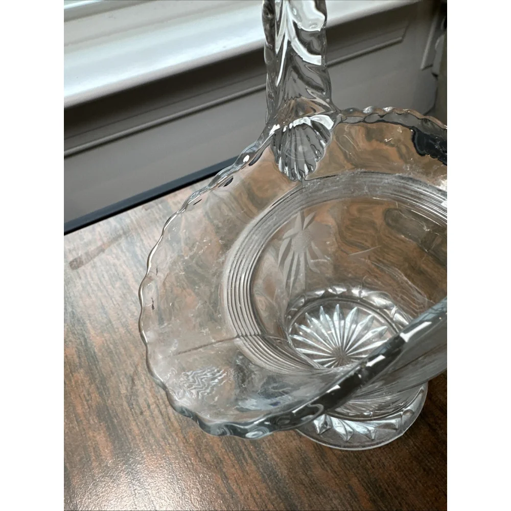 Vintage Fostoria Clear Crystal Glass Basket Large